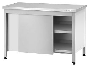 Стол производственный закрытый СПЗп - 1100x600x860 Profi Inox, двери-купе, полка сплошная