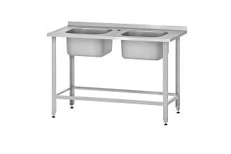 Ванна моечная цельнотянутая ВМЦп - 1200x600x860 Profi Inox, 2 м/о 500x400x250, борт, отв. д/смесит.