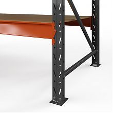 Секция приставная стеллажа металлического Оптима, 3500x1250x785 мм. Ярусы: 3 шт. фанера